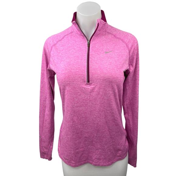 Nike Tops - Nike Dri-Fit Womens Pink 1/4 Zip Long Sleeve Pullover Athletic Sweatshirt Top S